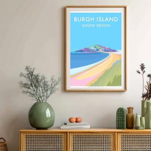 Reseposter för Burgh Island i Devon – Museipapper, kustväggkonst