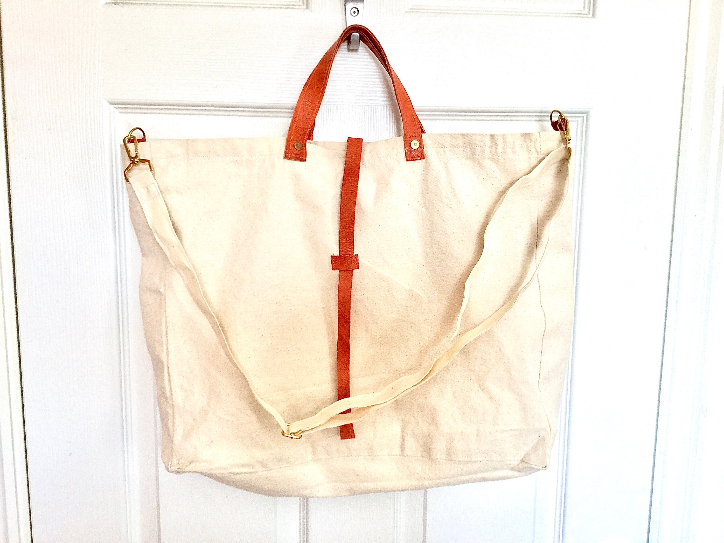 Bolso de compras de lona y cuero | Etsy