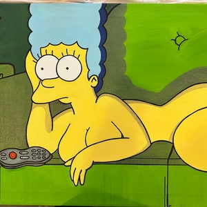 Custom Hand Drawn Marge Simpson @ Home on canvas 24x20