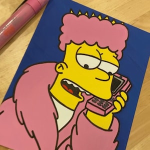 手描きのバート・シンプソン・ディップセット、フラットキャンバス 14x11