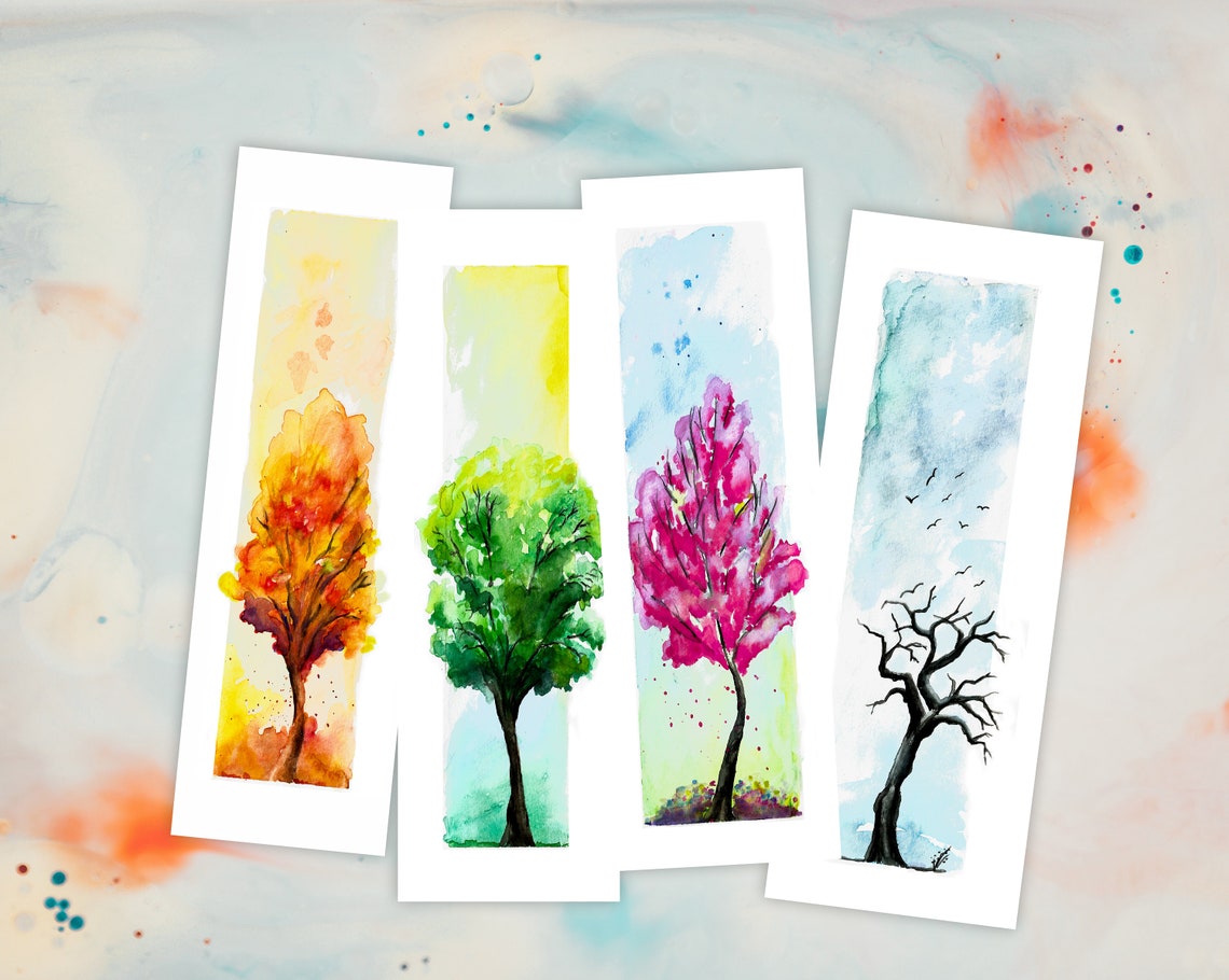 Four Seasons Printable Bookmark Instant Download Watercolor | Etsy