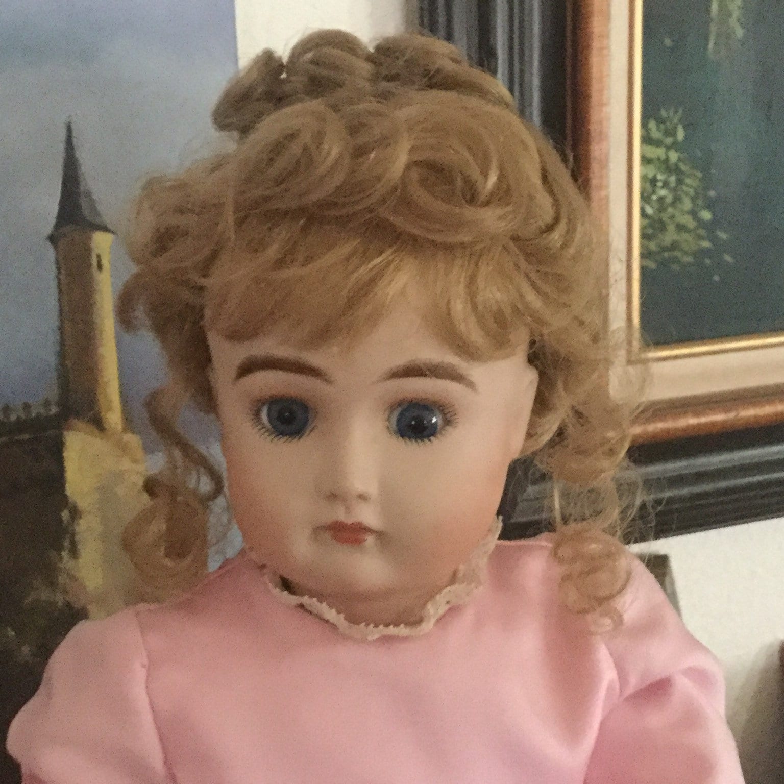 Antique Reproduction Doll Marked 14 on Head. Composition Jointed Body With Bisque Porcelain Head