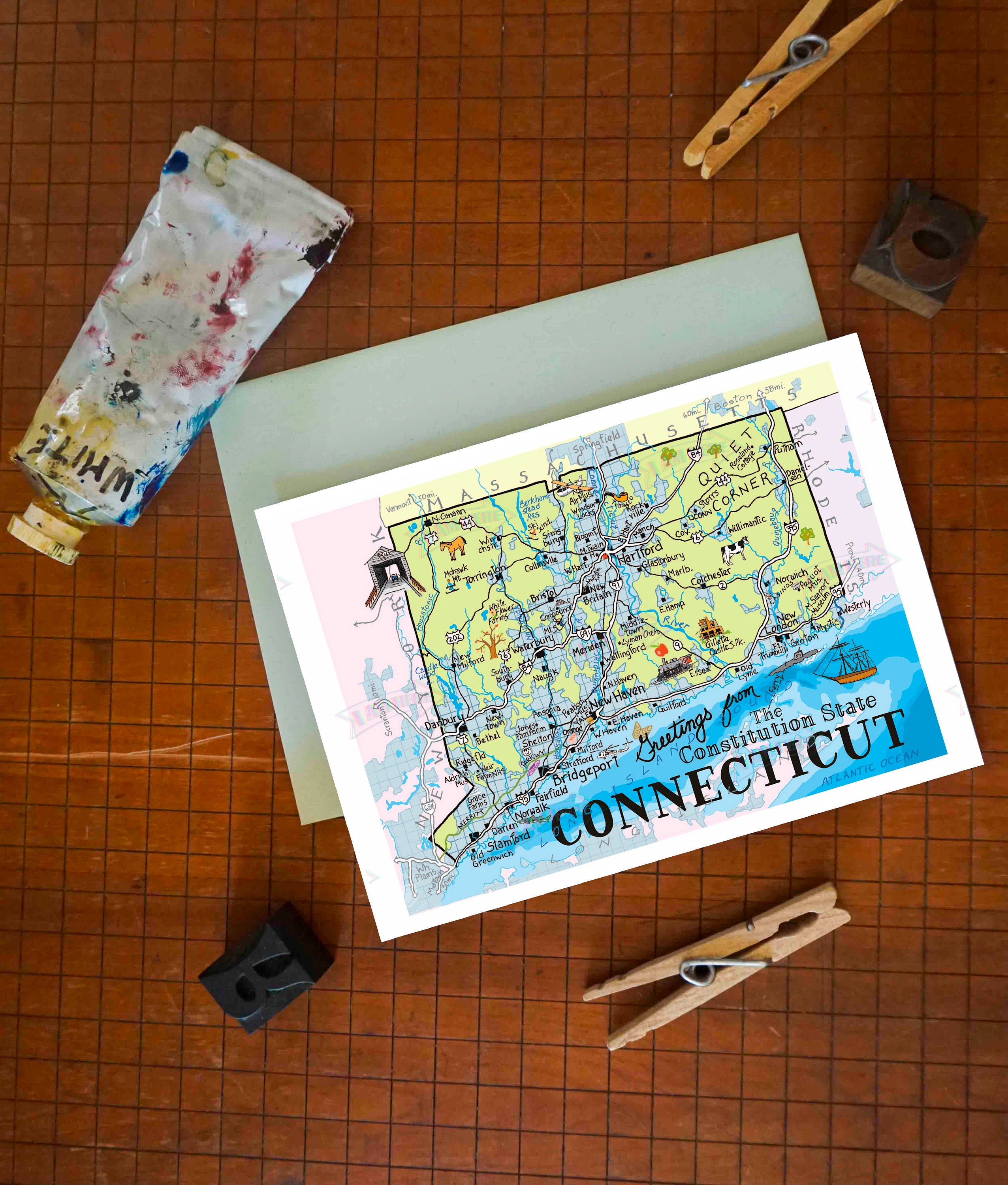 Connecticut Greeting Card Etsy
