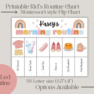Tabla de rutinas para niños, rutinas matutinas y vespertinas, tablas de rutinas rosa y azul, tabla Montessori para niños, tabla de rutinas para bebés pequeños