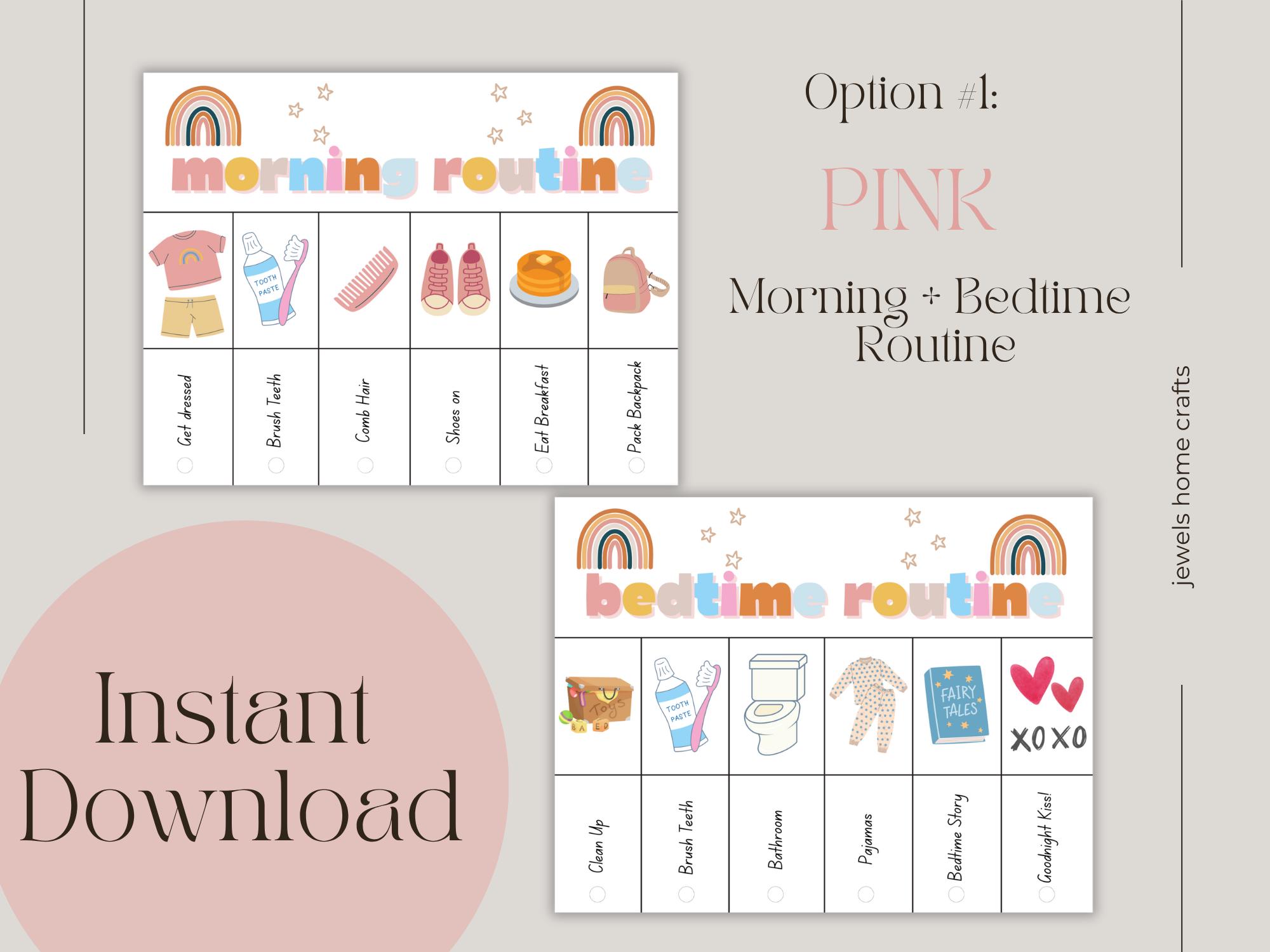 Routine Flip Chart for Kids, Morning/evening Routines, Pink and Blue ...