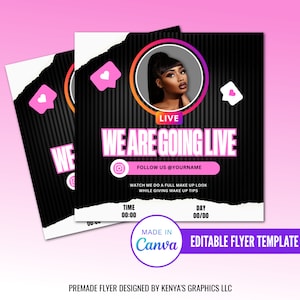 We Are Live Flyer, Diy Instagram Live Flyer, Instagram Live Editable Flyer, Business Flyer, Social Media Flyer, Content Post Flyer