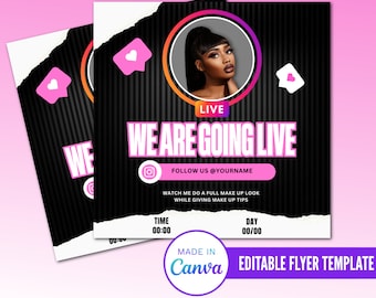 We Are Live Flyer, Diy Instagram Live Flyer, Instagram Live Editable Flyer, Business Flyer, Social Media Flyer, Content Post Flyer