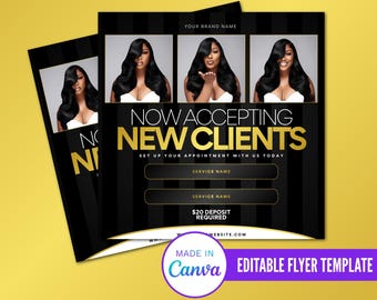 Now Accepting New Clients Flyer, Books Are Now Open,  Now Accepting Appointments Flyer, Editable Flyer Design, Canva Flyer Template