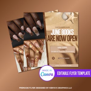 Summer Bookings flyer, Summer  Appointment Flyer, June Booking Flyer, Summer Booking Flyer, Summer Hair Flyer, Canva Editable
