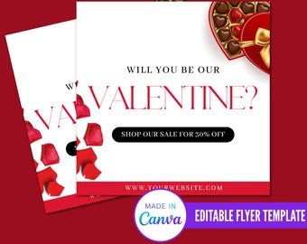 Valentine's Day Sale Flyer, Editable Valentine's Day Flyer, Diy Valentine's Day Template, Business Sale Flyer, Instagram Post Flyer