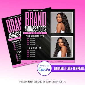 Diy Brand Ambassador Flyer, Editable Brand Ambassador Flyer, Business Flyer, Canva Template, Instagram Post Flyer