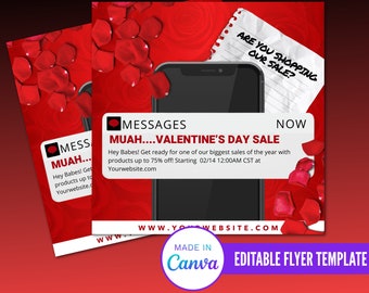 Valentine's Day Text Flyer, Valentine's Day Sale Flyer, Diy Instagram Post Flyer, Business Flyer Template, Editable Sale Flyer