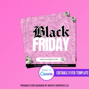 Black Friday Sale Flyer, Pink Friday Sale Flyer,  Big Sale Flyer, Editable Flyer Template, Diy Sale Flyer Template, Canva