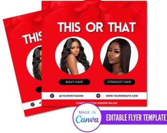 This or That Valentine's Day Flyer, Valentine's Day Diy Flyer, Editable This or That Flyer, Instagram Post Flyer, Business Flyer, Canva