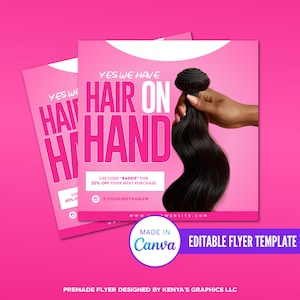 Hair On Hand Flyer, Hair stylist flyer, Hair Industry Flyer, Editable Hand On Hand Flyer, Social Media Post Flyer, Canva Flyer