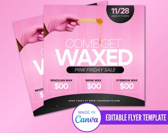 Pink Friday Wax Sale Flyer, Esthetician Flyer Design, Editable Waxing Flyer Design, Wax Flyer Design, Business Flyer Design