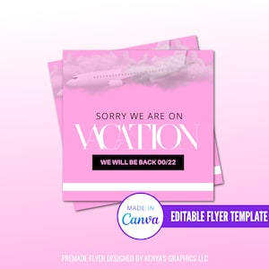 Diy Closed Flyer, On Vacation Flyer, Social Media Content Flyer, Canva Editable Flyer