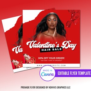 Valentine&#39;s Day Sale Flyer, Editable Sale Flyer, Instagram Post Flyer, Diy Valentine&#39;s Day Sale Flyer