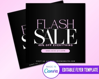 Flash Sale Flyer, Editable Flash Sale Flyer, Business Sale Flyer, Diy Sale Flyer, Canva Flyer, Social Media Flyer Design