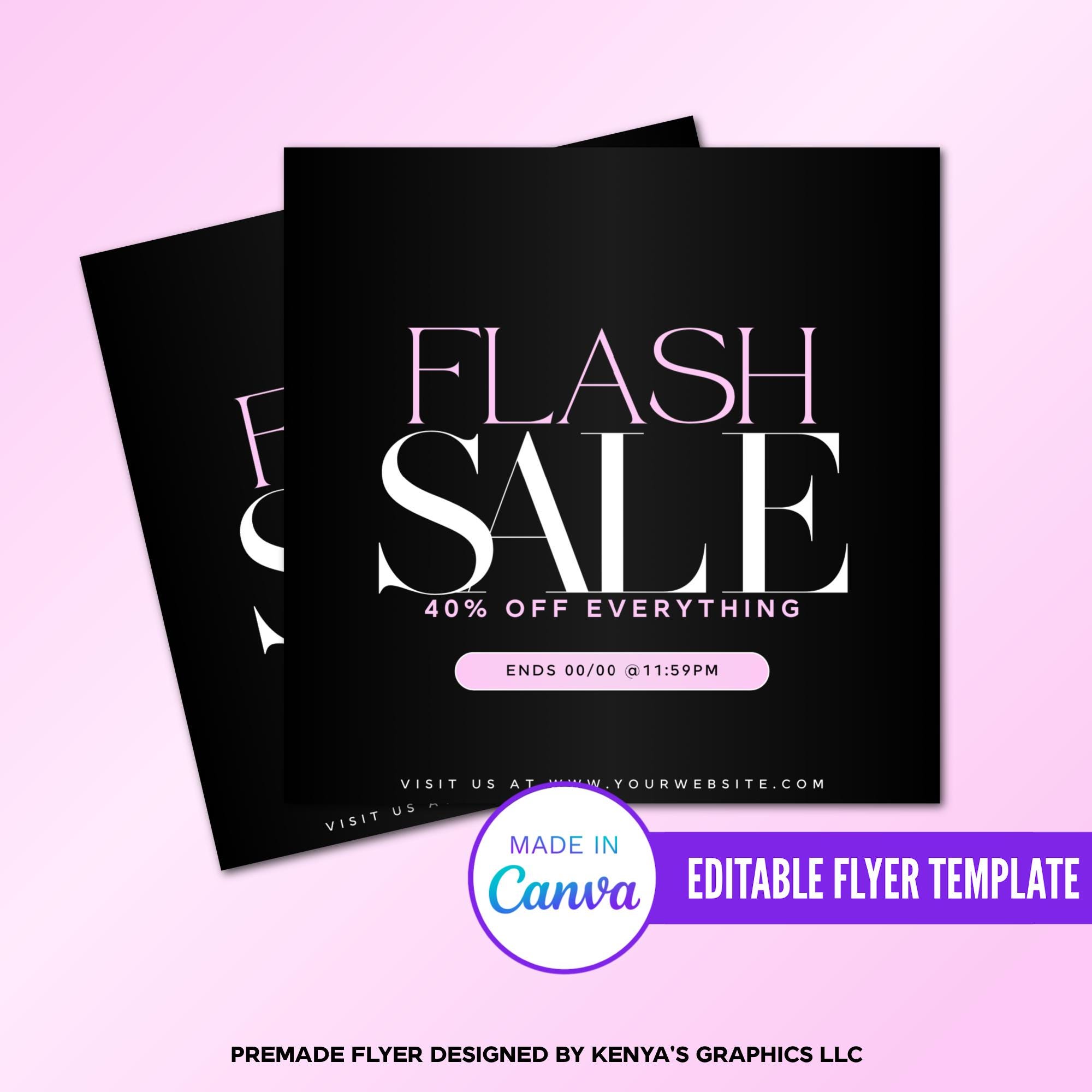 Flash Sale Flyer, Editable Flash Sale Flyer, Business Sale Flyer 