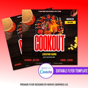 Editable Cookout Flyer, Bbq Flyer, Cookout Party Flyer, Edit Yourself Flyer