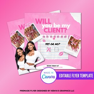 Will you be my client flyer, Now Booking Flyer, February Booking, Valentine&#39;s Day Sale Flyer, Editable Valentine&#39;s Day Flyer