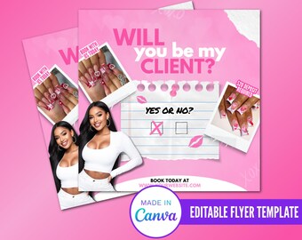 Will you be my client flyer, Now Booking Flyer, February Booking, Valentine's Day Sale Flyer, Editable Valentine's Day Flyer