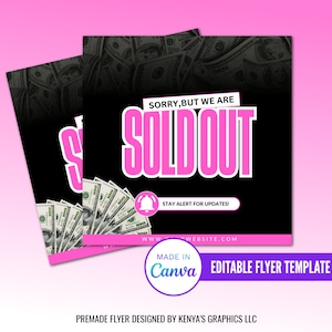 Sold Out Flyer, Diy Sold Out Flyer, Editable Sold Out Flyer, Social Media Flyer, Content Flyer, Instagram Flyer, Canva
