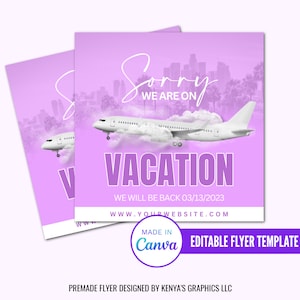 Diy On Vacation Flyer, Editable We Are On Vacation Flyer, Canva Editable Flyer, We Are Closed Flyer, Editable Vacation Flyer