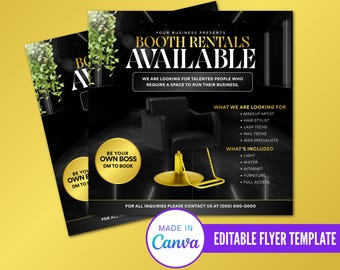 Booth Rental Flyer Design, Editable Booth Rental Flyer Design, Salon Flyer Design, Business Service Flyer Design, Diy Booth Rental Design