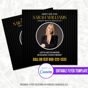 Credit Repair Social Media Flyer, Credit Restoration Flyer, Credit Repair, Social Media Flyer, Editable Canva Template, Credit Repair Class