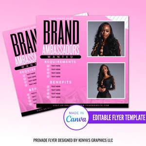 Diy Brand Ambassador Flyer, Editable Brand Ambassador Flyer, Business Flyer, Canva Template, Instagram Post Flyer