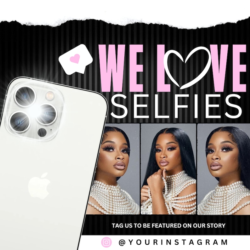 We Love Your Selfies Flyers, Tag Us Flyer, Diy We Love Your Selfies Flyer, Premade Social Media Flyer image 2