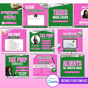 Tax Prep Flyer Bundle Template, Editable Tax Specialist Flyer, Tax Class Flyers, Tax Prep Services, Credit Restoration, Diy Taxes Flyers