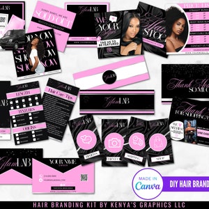 Hair Branding Package, Hair Logo Design, Hair Wraps, Hair Business Card Desgin, Hair Thank You Card, Diy Flyer Bundle, Instagram Highlights
