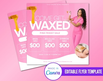 Pink Friday Wax Sale Flyer, Esthetician Flyer Design, Editable Waxing Flyer Design, Wax Flyer Design, Business Flyer Design