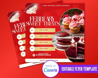 February Sweet Treats Flyer, February Bake Sale Flyer, Valentines Day dessert Flyer, Bakery Flyer, Bake Shop Flyer, Pastry Flyer,Cake Flyer