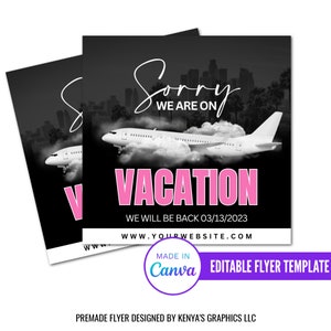 Diy On Vacation Flyer, Editable We Are On Vacation Flyer, Canva Editable Flyer, We Are Closed Flyer, Editable Vacation Flyer