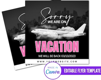 Diy On Vacation Flyer, Editable We Are On Vacation Flyer, Canva Editable Flyer, We Are Closed Flyer, Editable Vacation Flyer