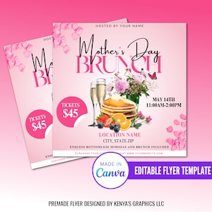 Mother's Day Brunch Flyer, Editable Brunch Flyer, Brunch Invitation, Instagram Post Flyer, Social Media Flyer, Diy Mother's Day Flyer