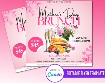 Mother&#39;s Day Brunch Flyer, Editable Brunch Flyer, Brunch Invitation, Instagram Post Flyer, Social Media Flyer, Diy Mother&#39;s Day Flyer