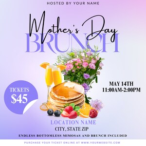 Mother's Day Brunch Flyer, Editable Brunch Flyer, Brunch Invitation