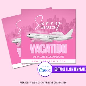 Diy On Vacation Flyer, Editable We Are On Vacation Flyer, Canva Editable Flyer, We Are Closed Flyer, Editable Vacation Flyer