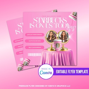 Starbucks Flyer, Starbucks on us flyer, Coffee on us, Starbucks Editable Flyer, Business Flyer, Women In Business Flyer Design