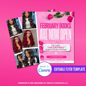 Now Booking Flyer, February Booking, Valentine&#39;s Day Sale Flyer, Editable Valentine&#39;s Day Flyer, Business Sale Flyer, Instagram Post Flyer