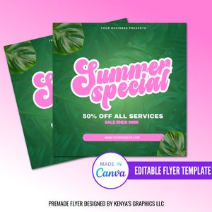 Editable Summer Special Flyer, Diy Summer Special, Editable Summer Flyer Template, Diy Canva Template, Instagram Post Flyer