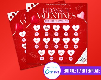 14 Days of Valentine Sale Flyer, DIY Flyer Template Design, February Booking Flyer, Appointment Flyer, Sale Flyer, Premade Valentine's Flyer