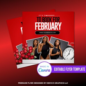 Now Booking Flyer, February Booking, Valentine&#39;s Day Sale Flyer, Editable Valentine&#39;s Day Flyer, Business Sale Flyer, Instagram Post Flyer