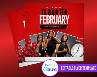 Now Booking Flyer, February Booking, Valentine's Day Sale Flyer, Editable Valentine's Day Flyer, Business Sale Flyer, Instagram Post Flyer