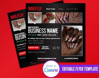 Nailflix Book Now Flyer, Editable Nailflix Flyer, Nail Tech Business Flyer, Beauty Business Flyer, Diy Appointments Available Flyer